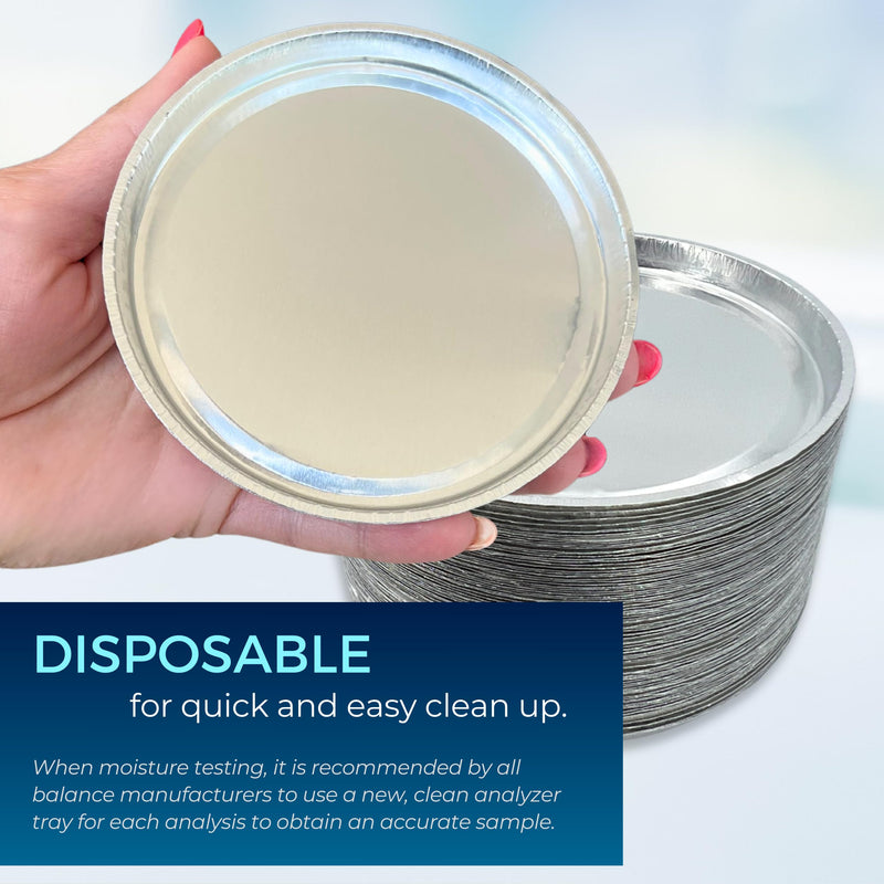 Aluminum Sample Pans for Moisture Analyzer (100 Pack) 90mm Round Lab Trays, Disposable Weighing Dishes, Foil Pan, Weight Scale Tray, Laboratory Balance Dish Plate, Moisture Tester Supplies, Pure Ponta