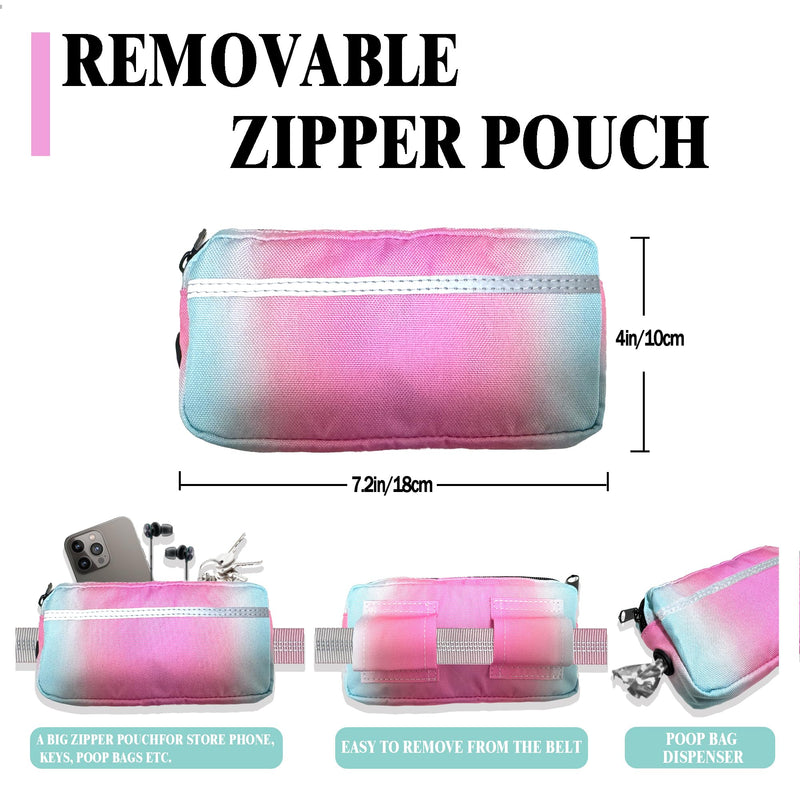 Hands Free Dog Leash with Zipper Pouch, Dual Padded Handles- Adjustable Heavy Duty Bungee Waist Leash Belt for Medium Large Dogs-for Walking Running Hiking (25-120 lbs, Green Pink) 05-Green Pink - BeesActive Australia