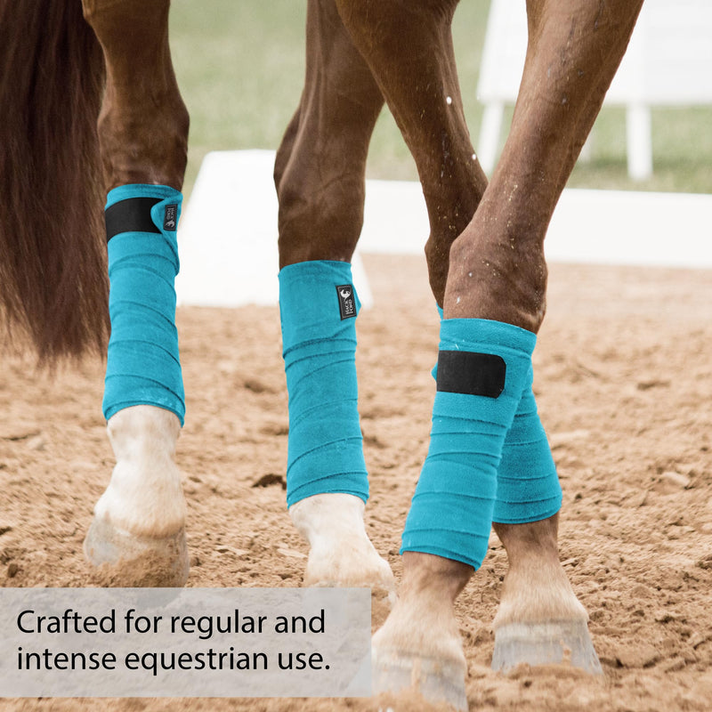 Horse Polo Leg Wraps, 10' Long Fleece Polo Wraps for Horses Set of 4, Horse Leg Bandages Stable Supplies Equestrian Boots Horse Leg Protection Vivid Cerulean 10' - BeesActive Australia