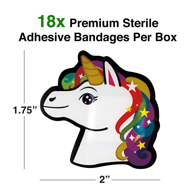 GAMAGO Unicorn Bandages Kids & Kidults - Set of 18 Individually Wrapped Self Adhesive Bandages - Sterile, Latex-Free & Easily Removable - Funny Gift & First Aid Addition - BeesActive Australia