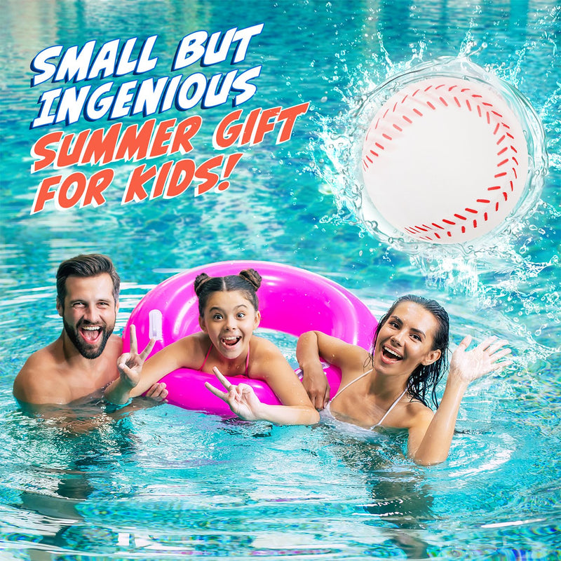 Billeeit 4Pcs Water Skipping Balls for Pool Play(Baseball Theme), Water Pool Beach Swim Toys for Kids Ages 4-8, 8-12 and Adults, Include 2 Balls and 2 Discs