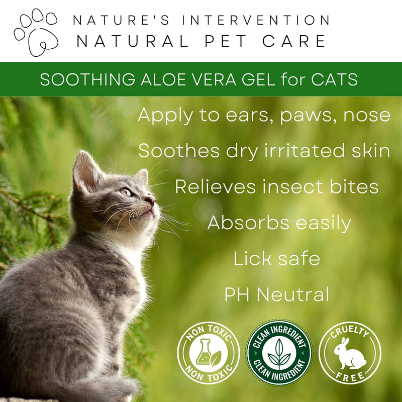 NATURE'S INTERVENTION 99% Natural Soothing Aloe Gel for Cats – 100g – Aloin-Free Aloe Vera & Sea Buckthorn – Safe for Feline Grooming – Hydrating & Non-Greasy
