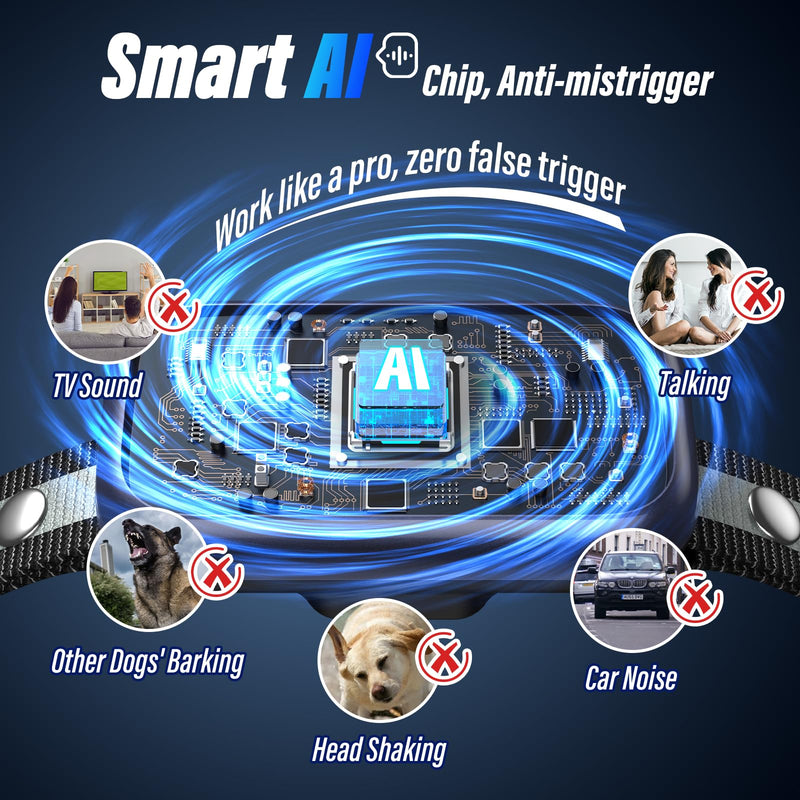 Bark Collar, Dog Bark Collar for Large Medium Small Dogs, Smart Barking Collar, Effective Anti Bark Collars for Dogs, Automatic Bark Collar Adjustable Beep Vibration Modes & 7 Sensitivity Black - BeesActive Australia