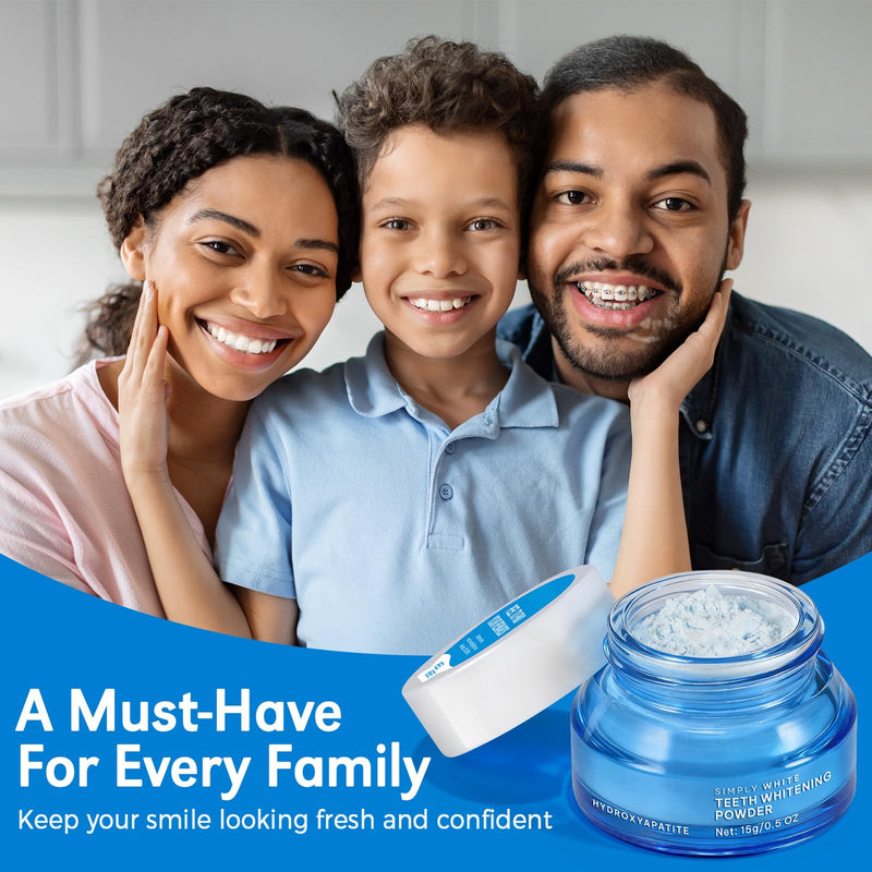 Enamel-Safe Teeth Whitening Powder - Hydroxyapatite - Gentle on Teeth - No Sensitivity Formula - Removes Stains - Long-Lasting Freshness - Breath Freshening Whitening Powder- 15g Blue 15