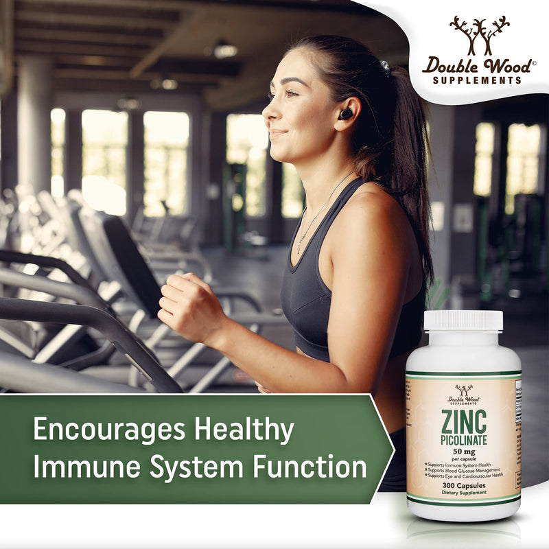 Zinc Picolinate 50mg, 300 Capsules (Immune Support) Non-GMO, Gluten Free (300 Day Supply) by Double Wood Supplements - BeesActive Australia