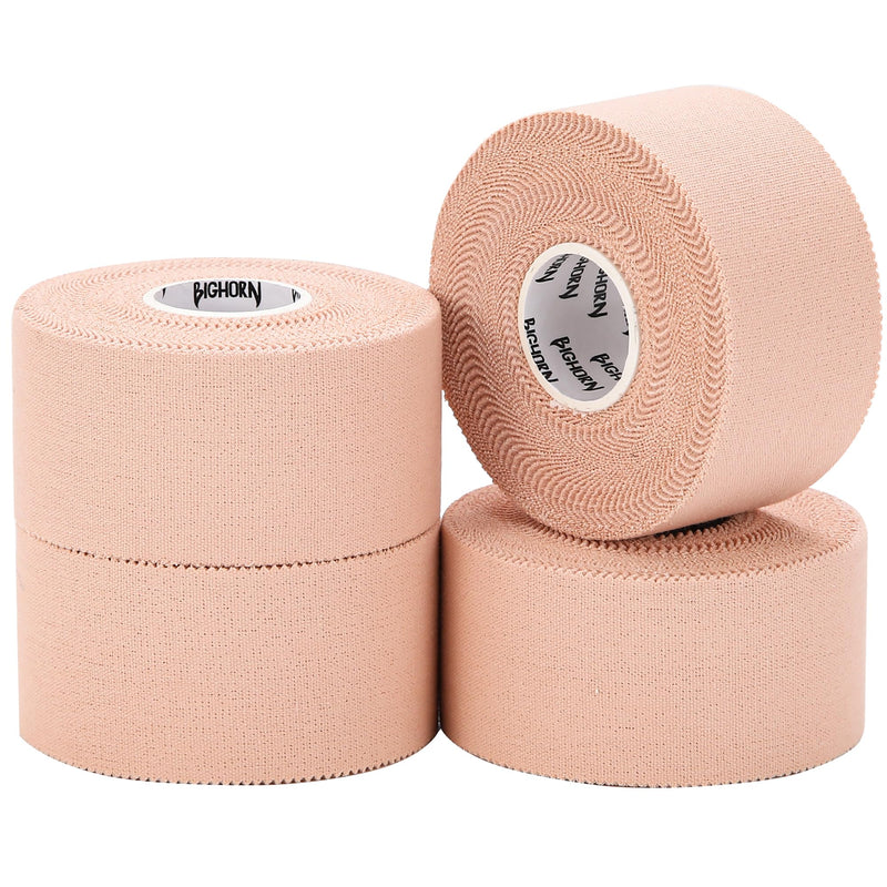 Bighorn Athletics Sports Tape | EZ-Tear Nude Athletic Tape for Wrist, Ankle & Foot Support | Zinc Oxide Infused & Latex-Free Adhesive, Breathable Cotton Fabric, 1.5-Inch x 45-Feet, 4 Rolls, Nude - BeesActive Australia