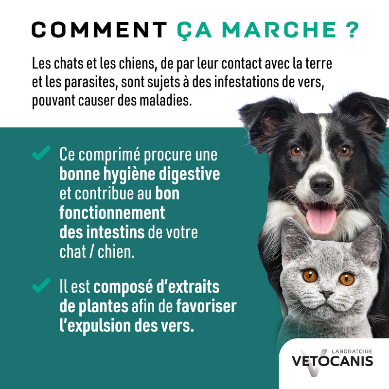 VETOCANIS AnimoConcept Vetocanis - tablets against dog and cat worms - plant extracts - meat flavor 1 x 30 pieces - BeesActive Australia