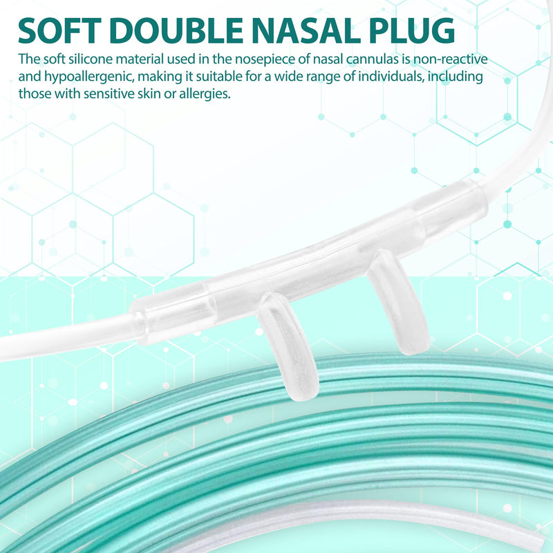 10 Pack High-Flow Ultra Soft Nasal Oxygen Cannula, Green Crush Resistant Tubing with Standard Connection 6.6 Feet - BeesActive Australia