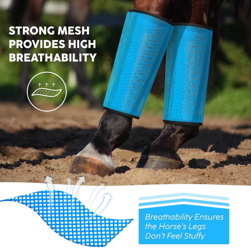 Fly Boots for Horses Set of 4, Horse Fly Boots Prevent Mosquito Bites, Fly Boots for Horses, Breathable Mesh Fly Leg Wraps for Horses Sky Blue 4 Pack - BeesActive Australia
