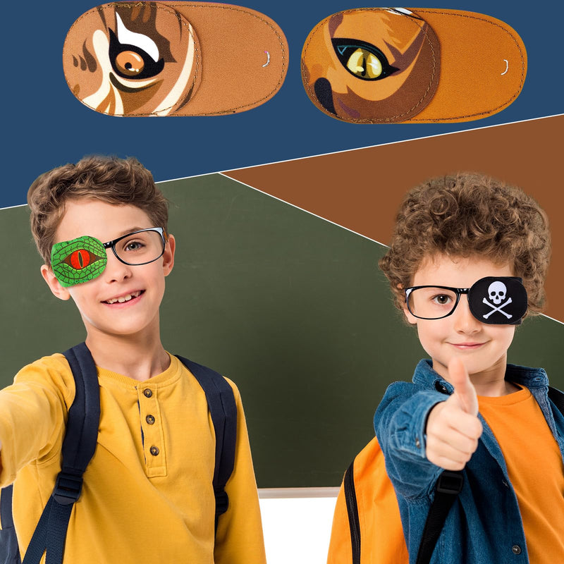 Newcotte 12 Pcs Eye Patch for Kids Toddler Reusable Adjustable Girls Boys Eyepatch for Glasses Left or Right Eye Patch, Assorted Patterns(Spooky) Spooky - BeesActive Australia