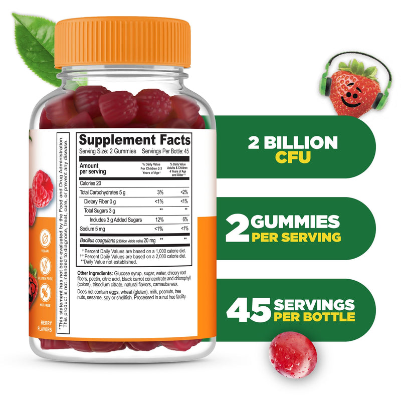 Kids Probiotics Gummies | 2 Billion CFU | Great Tasting Kids Probiotic Gummies | for Gut Health, Digestive Support, and Immune Support | 90 Probiotic Gummies for Kids and Toddlers | Lifeable