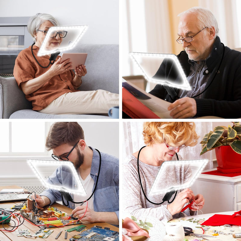 5X 10X Large Magnifying Glass with Lights for Reading Full Book Page