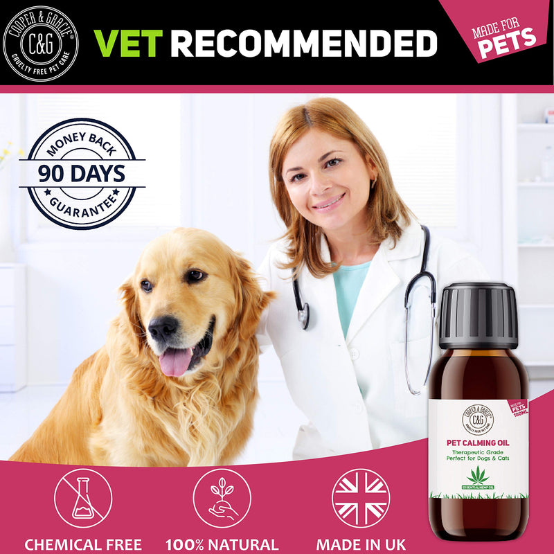Pet Hemp Calming Oil 100ml | Aromatherapy & Massage | Quick Action Soothes Muscle & Joint | Reduces Irritation Instant Absorb | Vet Recommended | Best For Cat & Dog | Cruelty Free