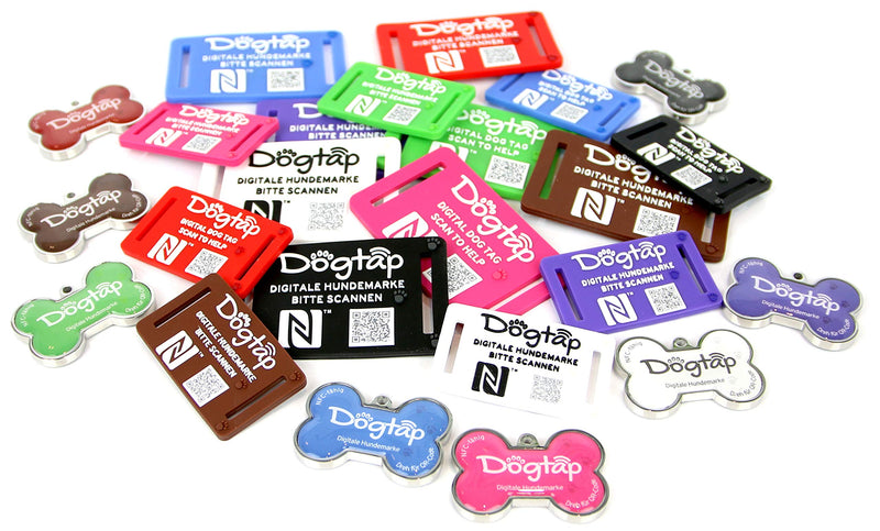Dogtap Solid, digital dog tag bone, with NFC chip and QR code for contact details and profile, PVC, metal, waterproof, robust, 41.6 x 28.5 x 4.6 mm pink - BeesActive Australia