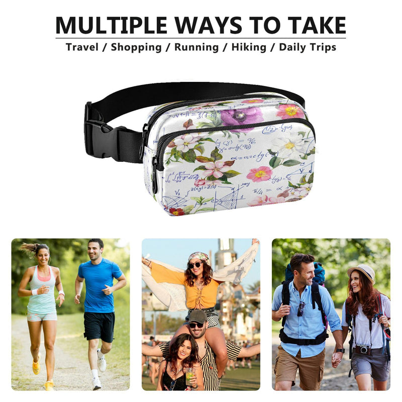 Exnundod Fanny Waist Packs Watercolor Floral Waist Bag Crossbody Bags Adjustable Belt Strap for Running Hiking Thanksgiving Christmas Gift - BeesActive Australia
