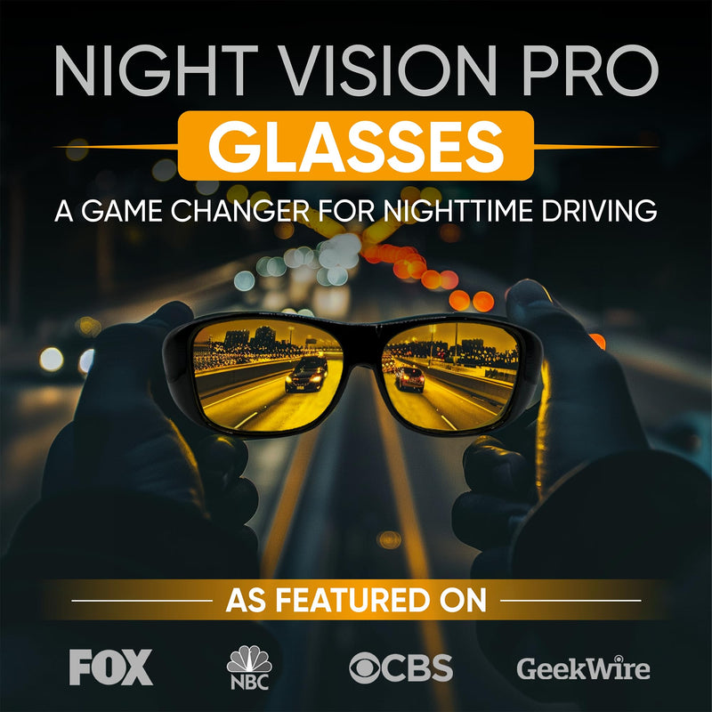 Official Night Driving Glasses with Glarecut Technology. Polarized Yellow Lenses Anti Glare Night Driving Glasses for Driving At Night, Black - BeesActive Australia