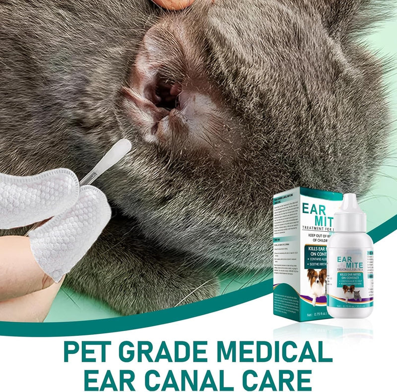 Dog Ear Drops,Dog Ear Cleaner,Non Irritating Antibiotic Ear Drops,Dog Ear Infection Treatment for Dogs Cats Comes with 4 Pet Cleaning Finger Cots