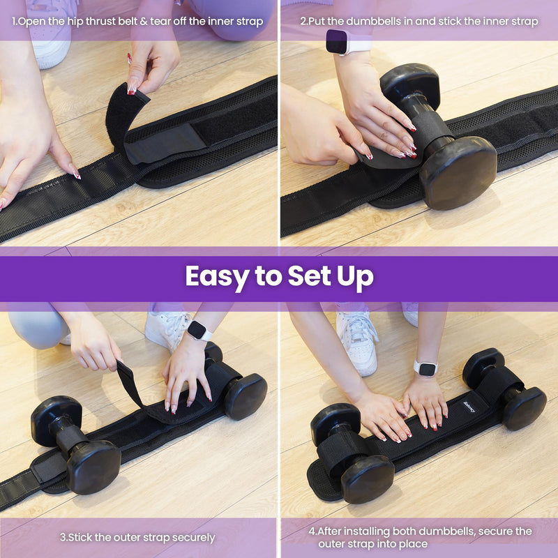 Hip Thrust Belt, Balency Hip Thrust Belt for Dumbbells Heavy, Booty Belt for Hip Thrust, Slip-Resistant Padding Hip Thrust Belt for Gym or Home Workouts, Hip Thrust Band for Dumbbell Kettlebell Plate Black