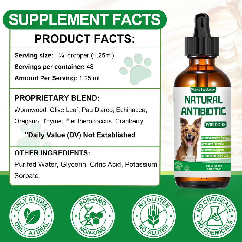 Antibiotics for Dogs,Natural Antibiotics for Dogs,Dog Antibiotic,Pet Antibiotic, Dog Multivitamin, Supports Allergy and Itch Relief,Dietary Supplement,Natural Herbal Supplement 60ml