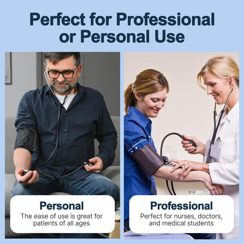 Lumiscope Professional Blood Pressure Kit - Stethoscope, Manual BP Cuff, Sphygmomanometer - Black