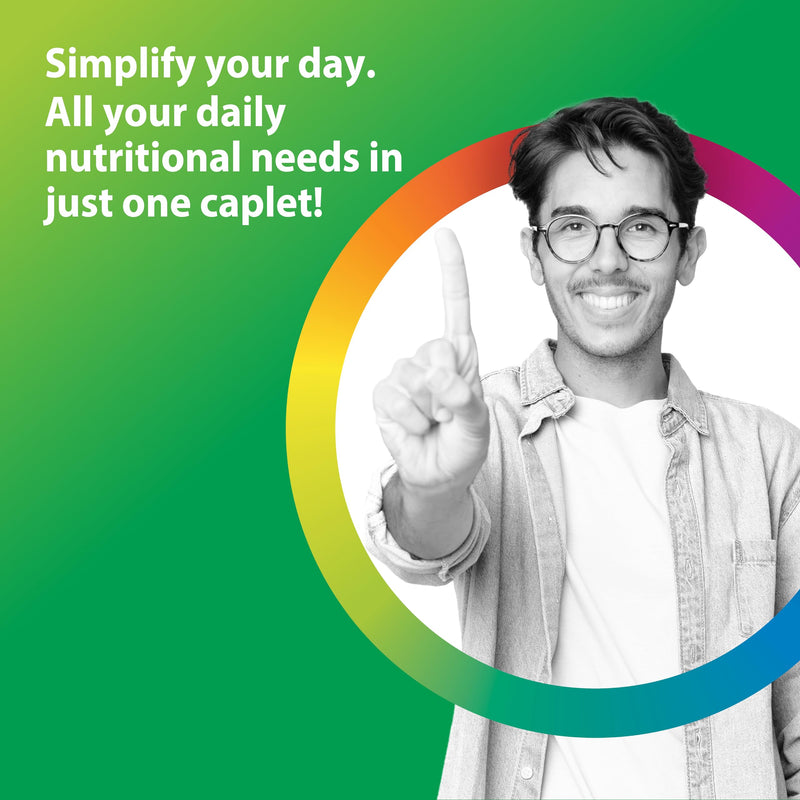 Rainbow Light Mens Multivitamin One + | 30 Caplets | Real Food Nutrients, Digestive Enzymes & Probiotics | Real Food Nutrients, Digestive Enzymes & Probiotics Men's One 30 Count (Pack of 1)