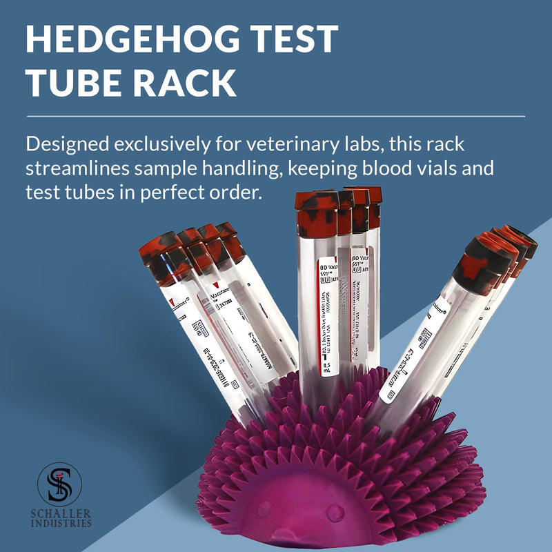 Schaller Industries Hedgehog Test Tube Rack – for 13mm Lab Vertical Storage Tubes Organizer, Holds 12 Glass or Plastic Test Tube Holder Rack, Vial Holder, Phlebotomy Supplies and Equipment– Grape 13mm Tubes