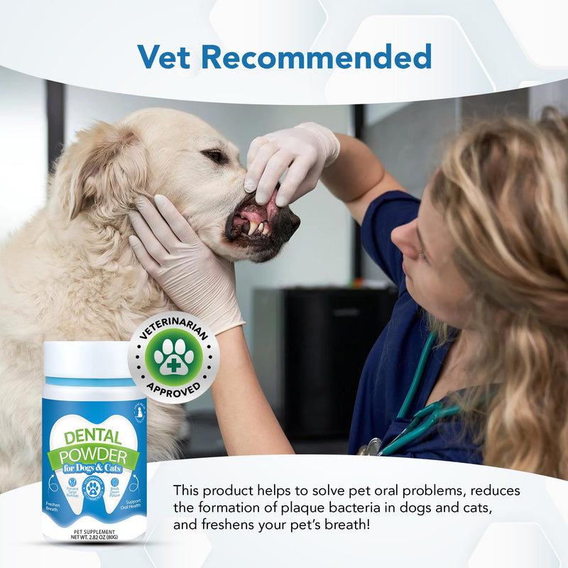 Dental Powder for Dogs and Cats - Plaque Control & Tartar Remover, Breath Freshener with Probiotics, Vitamins & Natural Extracts - Perio Support Powder for Dogs Cats-2.82 oz (80g) - BeesActive Australia