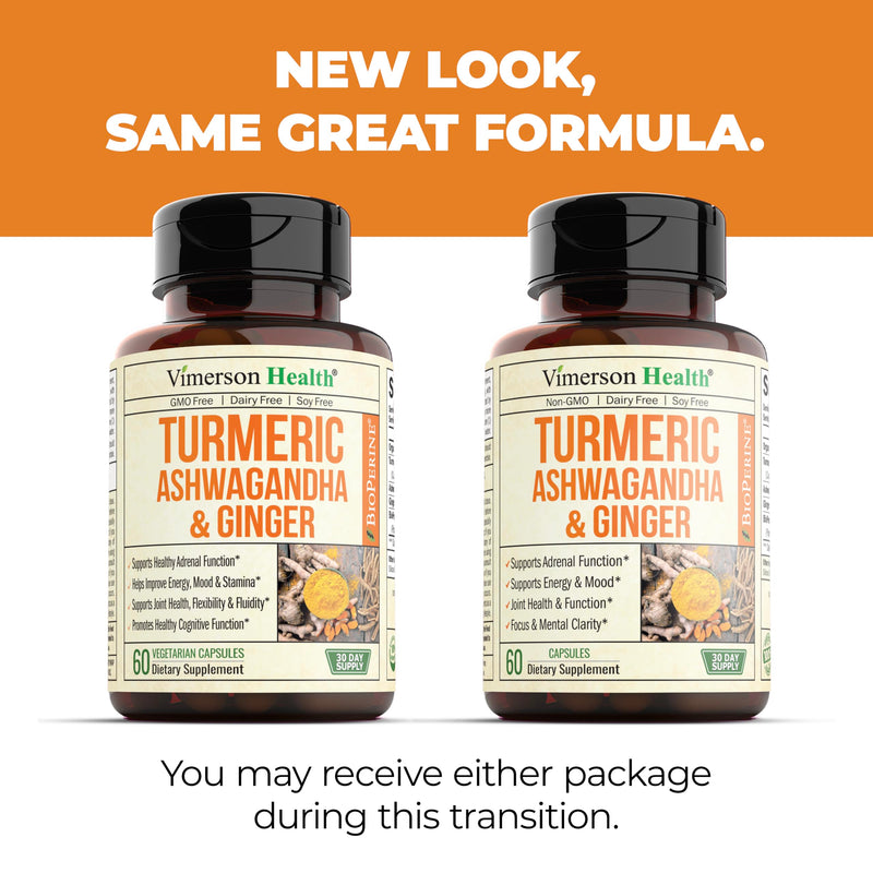 Turmeric Curcumin & Ashwagandha Supplements with Black Pepper. 95% Curcuminoids. Joint Support Supplement with Organic Tumeric, Ginger & Bioperine. Aids Joint Health, Energy, Mood & Overall Well-Being 60 Count (Pack of 1) - BeesActive Australia
