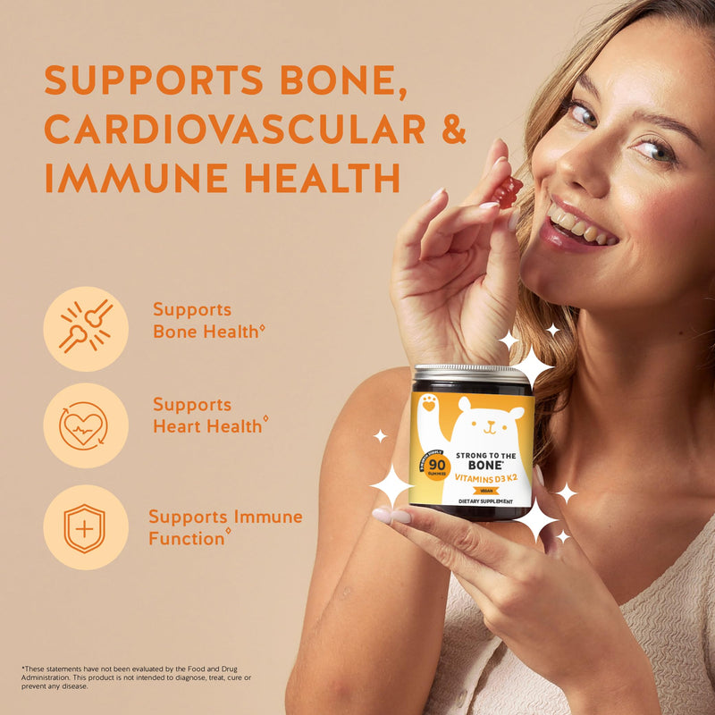 Bears with Benefits Vitamin D3 + K2 Gummies for Bone Support | Made with 40 mcg Vitamin K2 as MK-7 to complement Vitamin D3 in one delicious vegan peach gummy. 1 Count (Pack of 30)