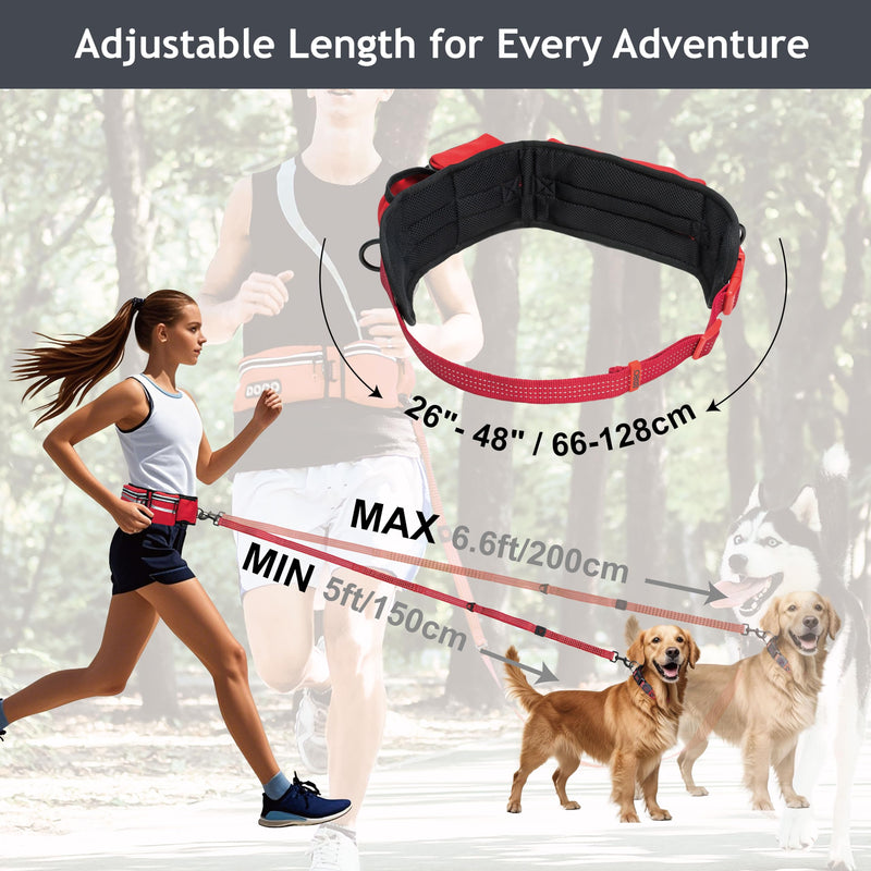 DOCO Heavy Duty Hands Free Dog Leash for Running, Walking, Jogging - Adjustable Waist Belt, Reflective Stitching, Bungee Design, Dual Handles for Large Dogs (Black) Black Original - BeesActive Australia