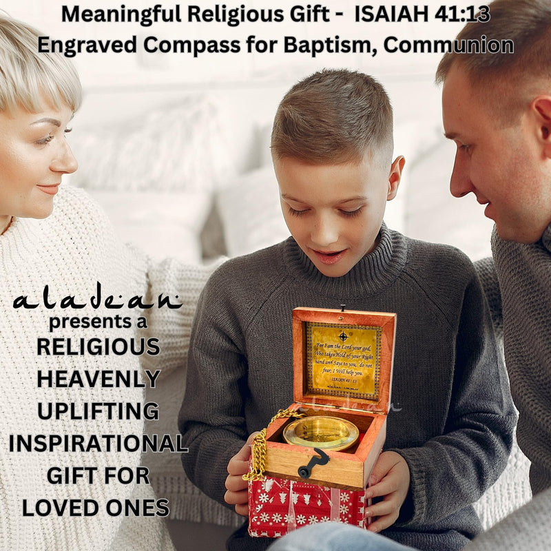Divine Path Finder Compass - Isaiah 41:13 Quote Engraved Inspirational Gift of Heavenly Guidance Uplifting Appreciation Gifts - BeesActive Australia