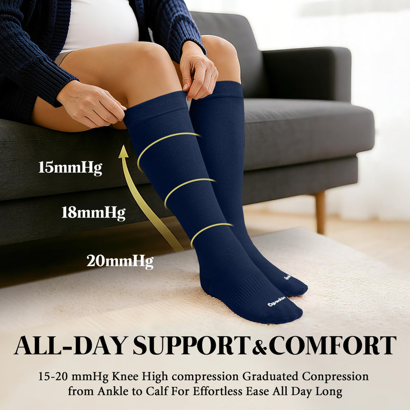 Premium Coton Compression Socks for Women&Men 15-20mmHg Knee High Sock for Nurses, Flying, Travel, Pregnancy 4pairs-mix1 Medium-Large