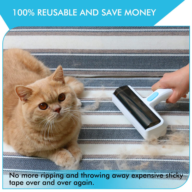 Pet Hair Remover Roller - Lint Roller for Pet Hair, Reusable Cat & Dog Hair Remover for Furniture, Couch, Bed, Car Seat, Carpet (White) White - BeesActive Australia