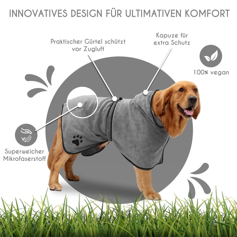 NEEZ dog bathrobe I microfiber dog bathrobe I dog towel for drying I absorbent dog bathrobe I for small & large dogs I bathrobe in XS - L for dogs small gray - BeesActive Australia