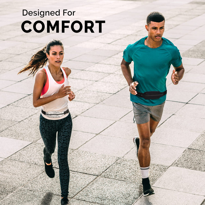 Back Bay Slim Running Belt for Women & Men [Fits ALL Phones], Runners Fanny Pack for Men, Money Belt, Running Gear Gift, Waist Bag Workout Gear, iPhone Runner's Phone Holder Waist Pack 2. Black