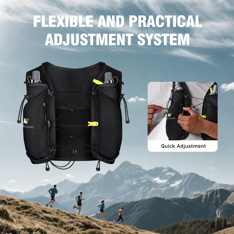 Running Hydration Vest for Women Men, Lightweight Water Vest with 2 TPU 250ML Soft Flask, Adjustable Chest Straps Runners Vest for Trial Hiking Cycling Jogging Marathon Black X-Large - BeesActive Australia