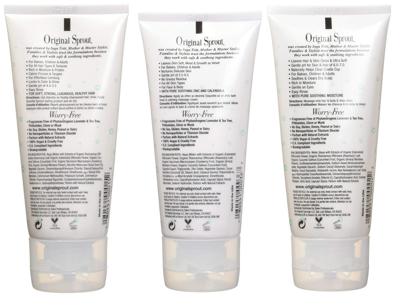 Original Sprout Travel Trio Kit (Deep Conditioner, Baby Cream, and Hair and Body Wash). Safe, Effective, Dermatologist Tested Products Perfect for Infants, Babies & Toddlers and Sensitive Skin - BeesActive Australia