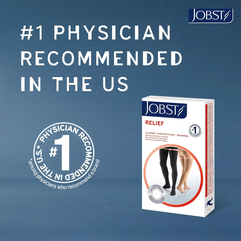 JOBST Relief 20-30 mmHg Compression Stockings, Knee High, Closed Toe | Compression Socks for Women/ Men for Tired, Aching or Swollen Legs Beige Medium