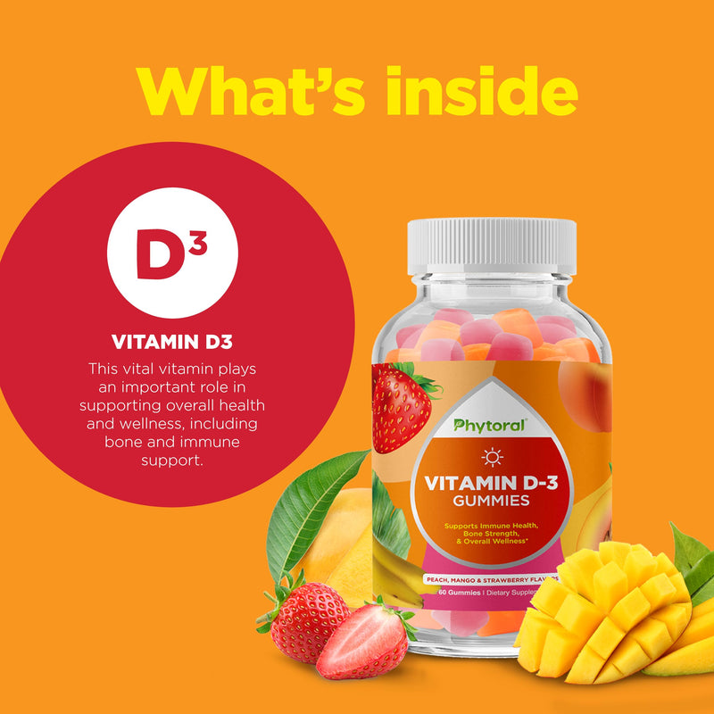 Chewable Vitamin D Gummies for Adults - Delicious Daily Vitamin D3 Gummies with D3 2000IU per Serving - Gluten and Gelatin Free Non-GMO Gummy for Adult Immunity Support - 60 Count