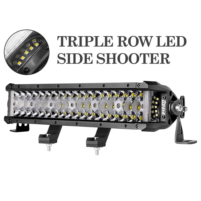 13.5 Inch LED Light Bar, 174W Side Shooter Triple Row LED Pods Off Road Bumper Bar Spot Flood Combo Driving Fog Lights for Trucks ATV UTV SUV Pickup Boat Tractor 13.5 Inch - BeesActive Australia