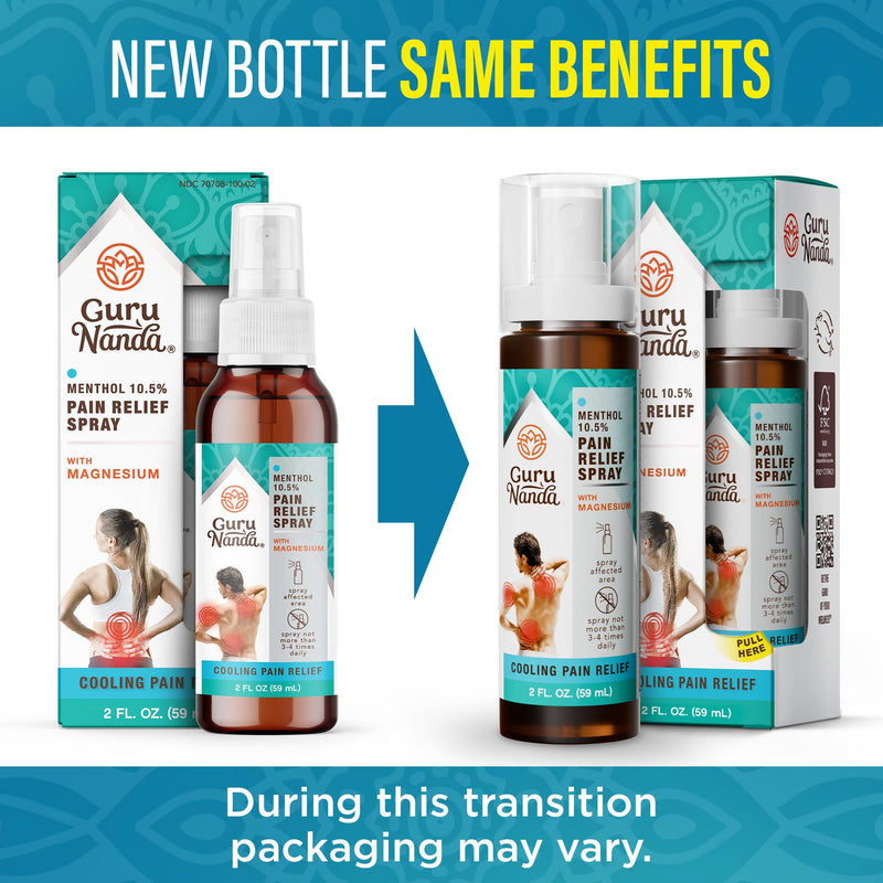 GuruNanda Menthol with Magnesium Spray for Pain Relief ‚Äì 10.5% Menthol Cooling Spray for Muscle, Joint & Back Discomfort ‚Äì No-Mess, Fast-Acting Relief, Pack of 3 - BeesActive Australia