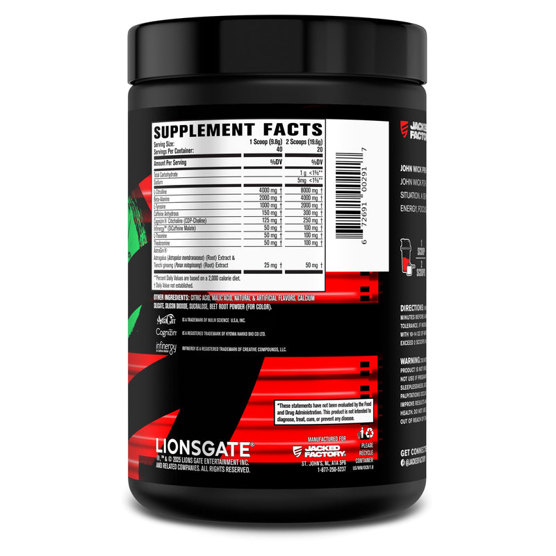 Jacked Factory X John Wick - Wick Mode Pre Workout Powder - Intense Energy, Battle-Ready Focus, Unstoppable Commitment, and Sheer Will - 40 Servings, Osaka Cherry Blossom 40 Servings (Pack of 1) - BeesActive Australia
