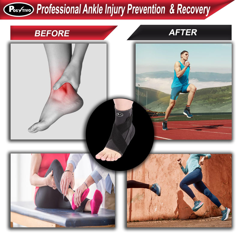 Ankle Braces for Men & Women Stabilizing - Adjustable Ankle Brace for Sprained Ankle, Plantar Fasciitis, Achilles Tendonitis Pain | Foot Wraps for Volleyball & Basketball Injury Recovery Large