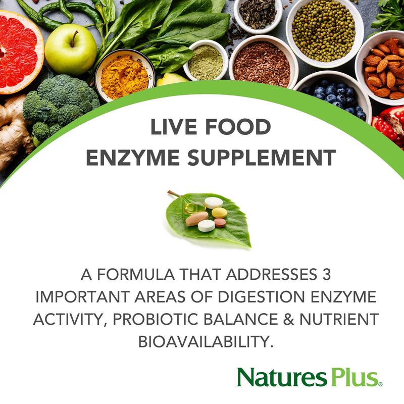 NaturesPlus Acti-Zyme - 180 Capsules - Digestive Enzyme Support Supplement with Probiotics - Promotes Gut Health & Digestion - Gluten Free, Vegetarian - 90 Servings 180 Vegetarian Capsules