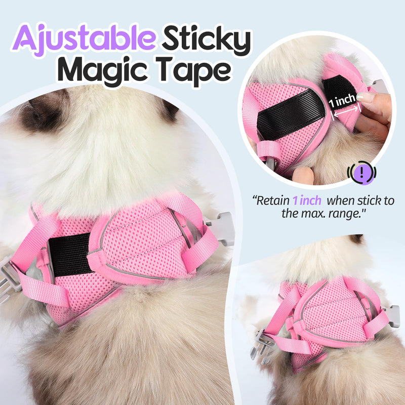 Dooradar Cat Harness and Leash Set, Escape Proof Lightweight Kitten Harness, Soft Breathable Reflective Vest for Outdoor Walking Traveling, Adjustable for Large Cats, Purple & Pink, L - BeesActive Australia