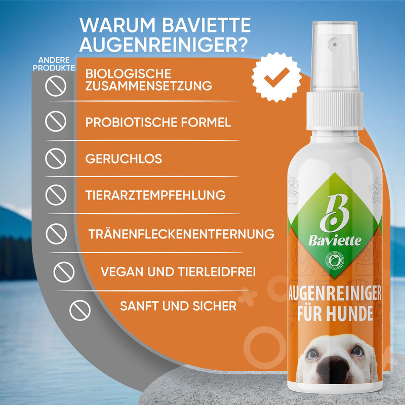 Baviette Dog Care Set (300x) Probiotic Tear Stain Remover and Eye Cleaner for Dogs, Ideal for Daily Eye Care, Gentle Cleansing with Eye Pads (Eye Care 100ml) Eye Care 100ml - BeesActive Australia