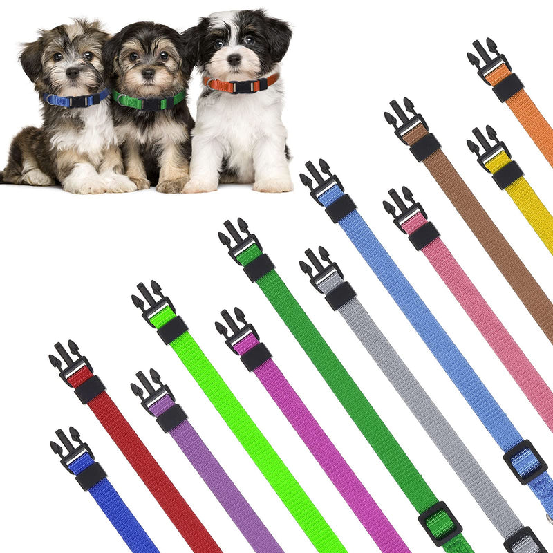 Yorgewd 12 Pack Puppy Collars, Adjustable Dog Safety ID Collars for Puppies, Small Dogs and Cats (Multicolor, 21.5-33CM) M - BeesActive Australia