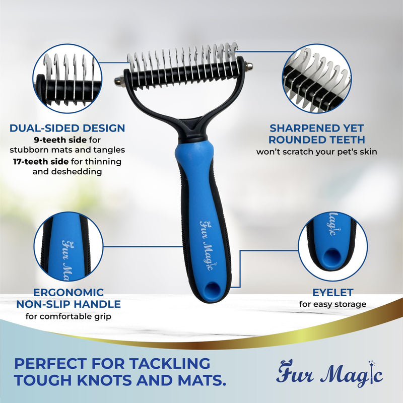 Large Deshedding Tool & Dematting Comb – Grooming Brushes for Dogs, Cats, Horses – Reduce Shedding and Remove Knots, Mats and Loose Undercoat Large - BeesActive Australia