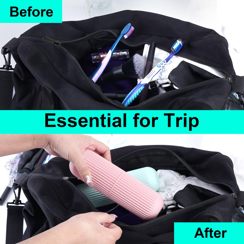 UCEC Travel Toothbrush Case, Toothbrush Holder Travel, Toothbrush Case for Traveling, Camping, Home, School, Business, Bathroom, 2 Pack (Green, Pink) A1- Green&Pink 2.4x2.4x7.7 Inch (Pack of 2) - BeesActive Australia