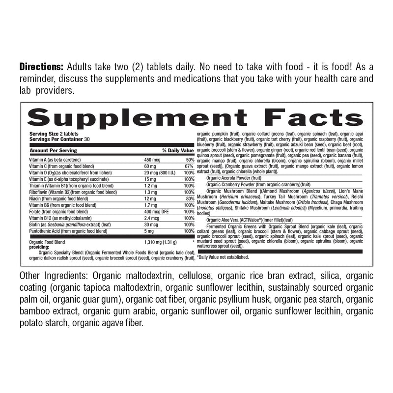 Country Life Realfood Organics Women’s Multivitamin, 60 Tablets | USDA Organic whole food formula with 1,310 mg organic food blend plus vitamins D, E, folate and biotin